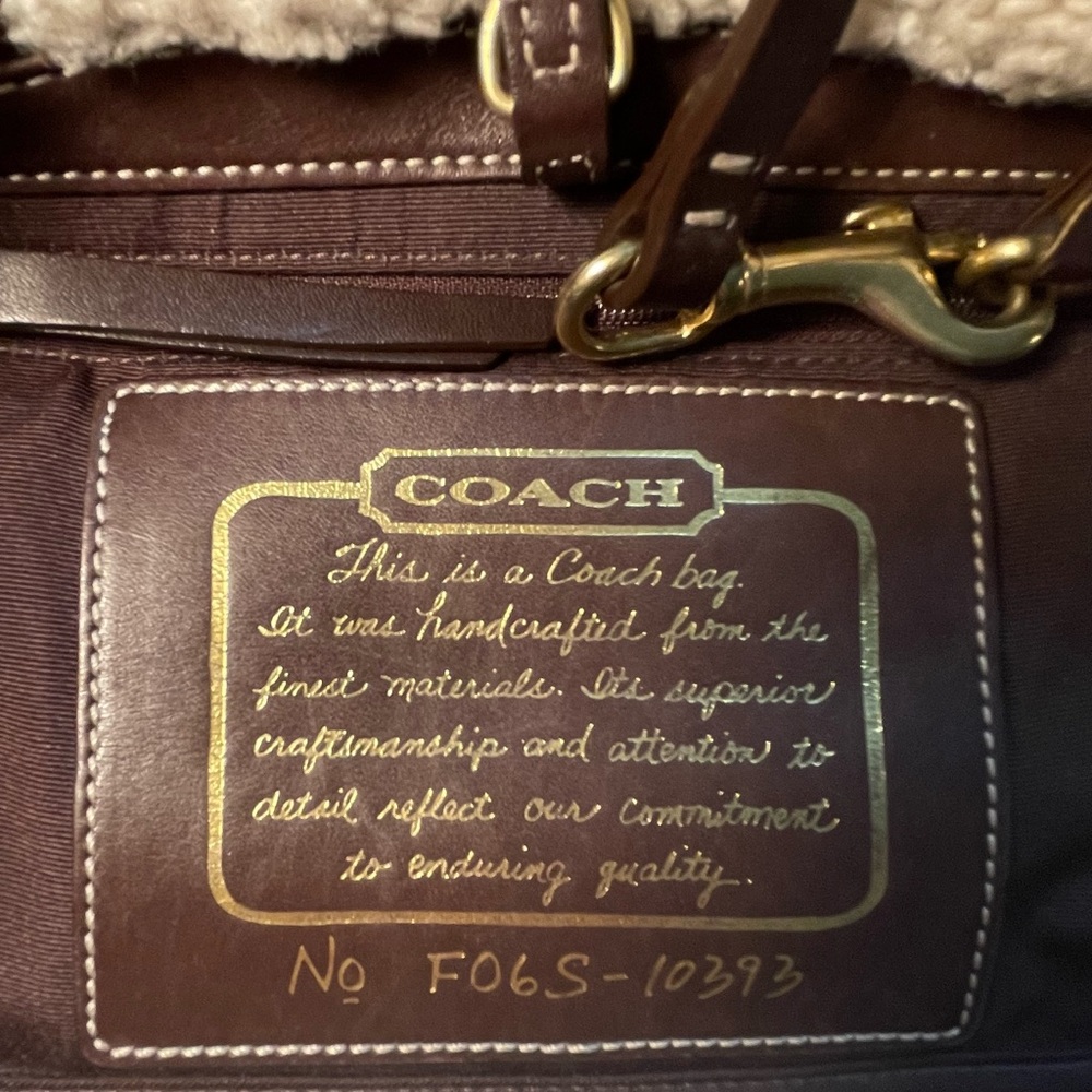 Coach Shearling Patchwork Hamptons Tote Tan Leath… - image 9